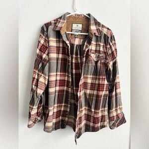 Legendary Whitetails Plaid Flannel Shirt Jacket - Brown, Burgundy & Cream